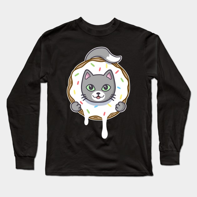 Donut Cat Long Sleeve T-Shirt by stephen0c